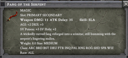 FANG OF THE SERPENT item card